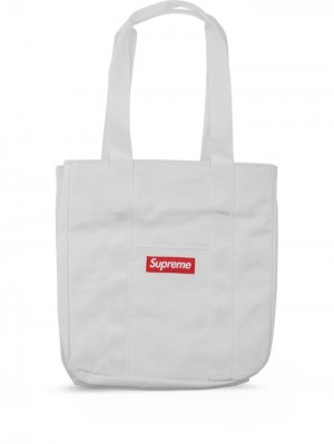 Bolso Tote Supreme Logo-print Lona Mujer Blancas Colombia | G8J-31531