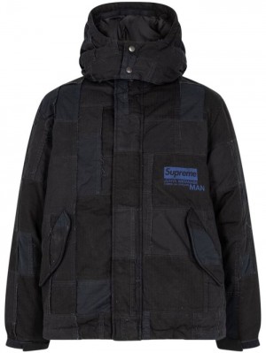 Chaquetas De Plumas Supreme X Junya Watanabe Encapuchado Patchwork Jacket Mujer Negras Colombia | S5Y-11387