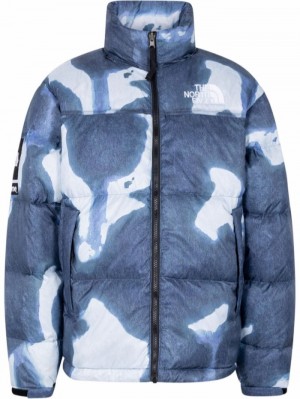 Chaquetas De Plumas Supreme X The North Face Bleached Denim Print Nuptse Jacket Mujer Azules Colombia | P0J-63930