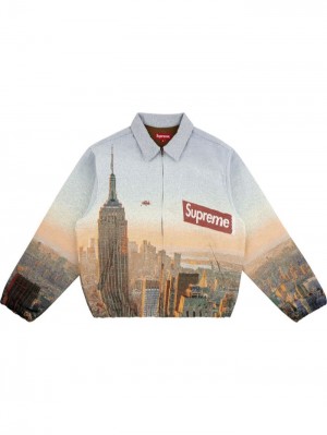 Chaquetas Supreme Aerial Tapestry Harrington Shirt Hombre Azules Colombia | M2C-40265