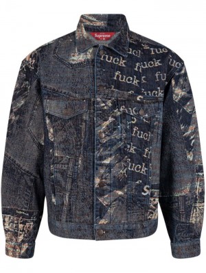 Chaquetas Supreme Archive Denim Jacquard Trucker Hombre Azules Colombia | Y3N-86881