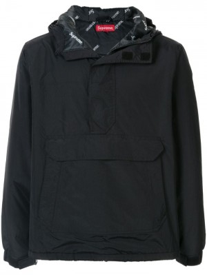 Chaquetas Supreme Half-zip Encapuchado Windbreaker Hombre Negras Colombia | X6S-11906