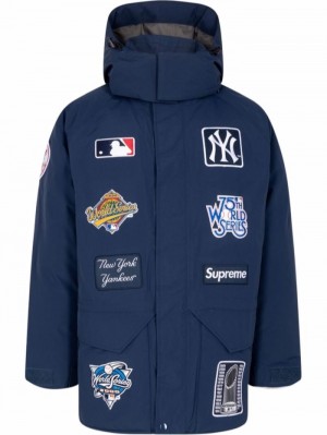 Chaquetas Supreme X New York Yankees Gore-tex Down Hombre Azules Colombia | P5N-32170