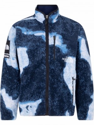 Chaquetas Supreme X The North Face Bleached Denim Fleece Mujer Azules Colombia | V6H-74731