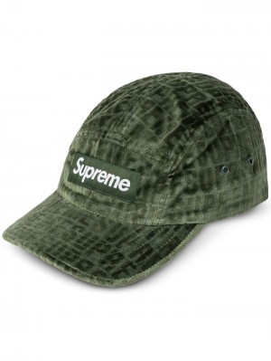 Gorras Supreme Velvet Pattern Camp Hombre Verde Colombia | C2A-03002