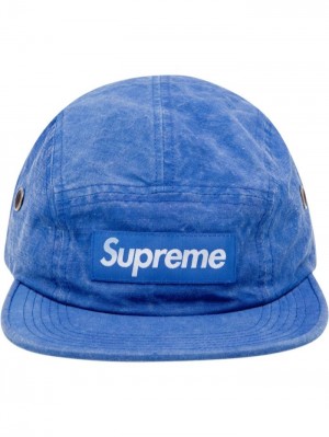 Gorras Supreme Washed Linen Camp Hombre Azules Colombia | H5O-65921