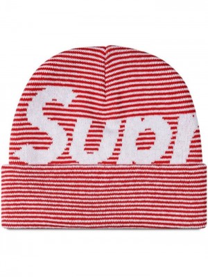 Gorro Supreme A Rayas Big Logo Hombre Rojas Colombia | L8E-64187