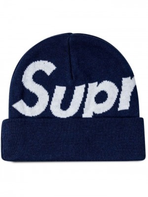 Gorro Supreme Big Logo De Punto Hombre Azules Colombia | X4B-90440