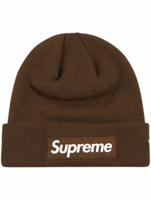 Gorro Supreme X New Era Box Logo De Punto Hombre Marrones Colombia | M6V-40523