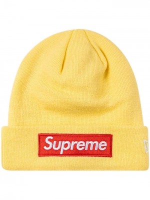 Gorro Supreme X New Era Box Logo De Punto Mujer Amarillo Colombia | X9K-15414