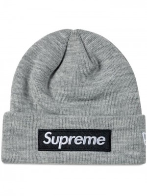 Gorro Supreme X New Era Box Logo De Punto Mujer Gris Colombia | H9K-35939