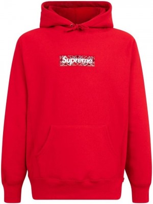 Poleron Supreme Bandana Box Logo Drawstring Hombre Rojas Colombia | U6C-28256