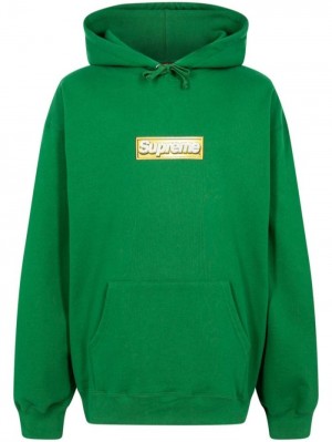 Poleron Supreme Bling Box Logo Drawstring Hombre Verde Colombia | N5W-96636