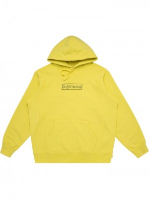 Poleron Supreme Kaws Chalk Logo Drawstring Hombre Amarillo Colombia | G2M-04102