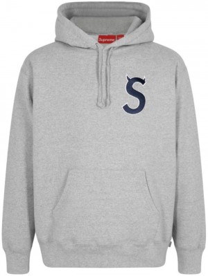 Poleron Supreme S Logo Drawstring Hombre Gris Colombia | B9L-56686