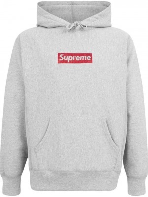 Poleron Supreme Swarovski Box Logo Hombre Gris Colombia | C1E-21027