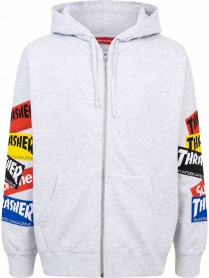 Poleron Supreme Thrasher Multi Logo Zip-Up Mujer Gris Colombia | S2P-05590