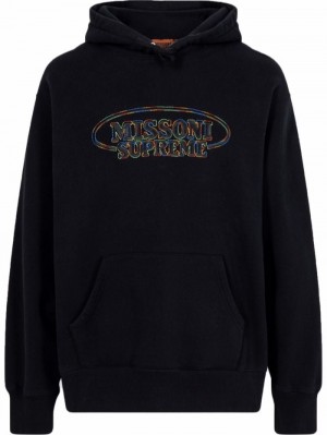 Poleron Supreme X Missoni Logo-embroidered "Fw21" Hombre Negras Colombia | J2M-97611