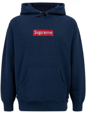 Poleron Supreme X Swarovski Box Logo Hombre Azul Marino Azules Colombia | K3J-06352