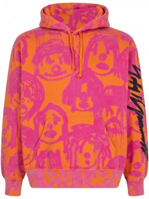 Poleron Supreme X Yohji Yamamoto Estampadas-print Hombre Naranjas Rosas Colombia | X7E-18385