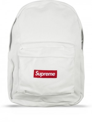 Mochilas Supreme Logo Lona Hombre Blancas Colombia | Y1Z-03123