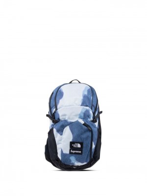 Mochilas Supreme X The North Face Bleached Denim Print Hombre Azules Colombia | D1G-51636