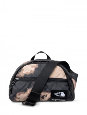 Riñonera Supreme X The North Face Roo Ii Bleached Denim-print Bag Hombre Marrones Colombia | V6N-20259