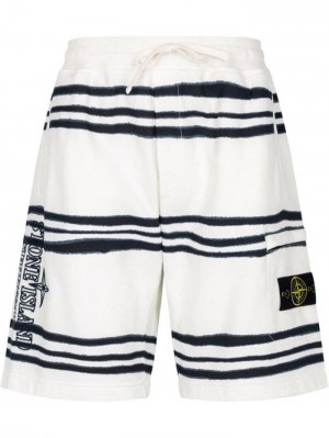 Short Supreme X Stone Island Warp A Rayas Hombre Blancas Colombia | H1V-88497