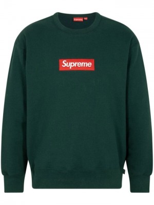 Sudaderas Supreme Box Logo Crewneck Hombre Verde Colombia | U6Q-35744