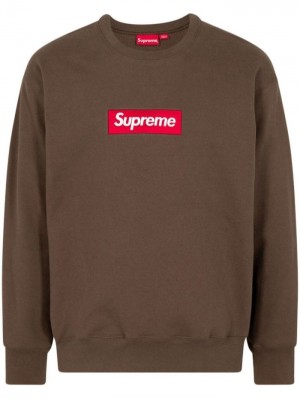 Sudaderas Supreme Box Logo Crewneck Hombre Marrones Colombia | I8Z-78205