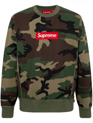 Sudaderas Supreme Box Logo Crew-neck Hombre Verde Oscuro Colombia | C7D-21009