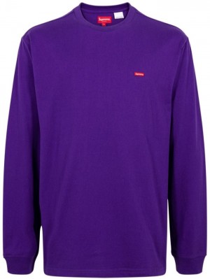 Sudaderas Supreme Small Box Logo Long-sleeve T-Shirt Hombre Moradas Colombia | F3A-06810