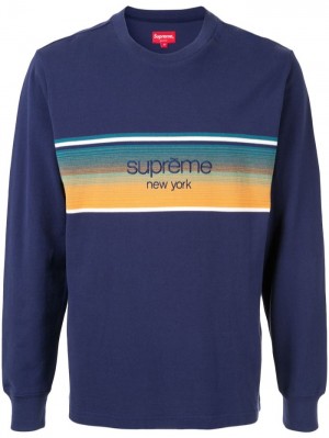 Suéteres Supreme Shadow Stripe Top Hombre Azul Marino Colombia | W8K-92950