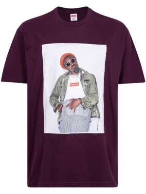 Camisetas Supreme Andre 3000 Estampadas-print Hombre Moradas Colombia | E7A-96753