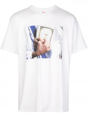 Camisetas Supreme Bible-print Crew Neck Hombre White  Colombia | W4J-72700