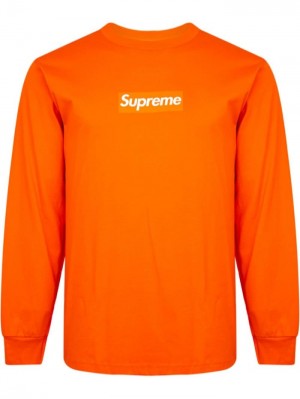 Camisetas Supreme Box Logo Long-sleeve Hombre Naranjas Colombia | J7X-21805