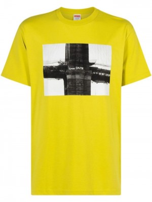 Camisetas Supreme Bridge Estampadas-print Hombre Amarillo Negras Blancas Colombia | T7N-76155