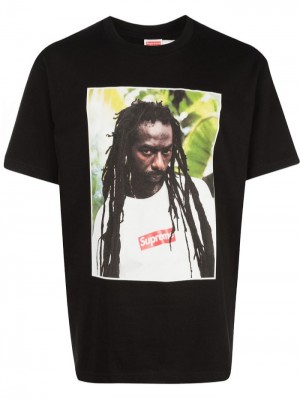 Camisetas Supreme Buju Banton Crew Neck Hombre Negras Colombia | D4Q-81632