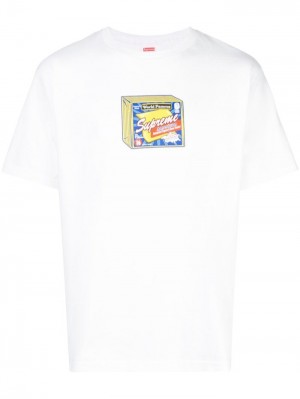 Camisetas Supreme Cheese Estampadas-print Hombre Blancas Colombia | X7S-53693