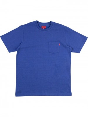 Camisetas Supreme Chest-pocket Algodon Hombre Azules Colombia | C8I-49754