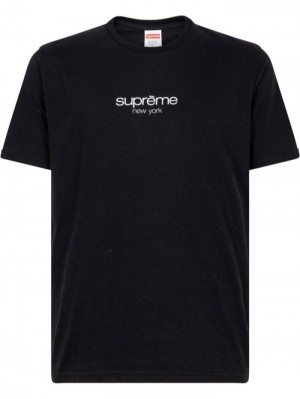 Camisetas Supreme Classic Logo Crew Neck Hombre Negras Colombia | L6I-23911