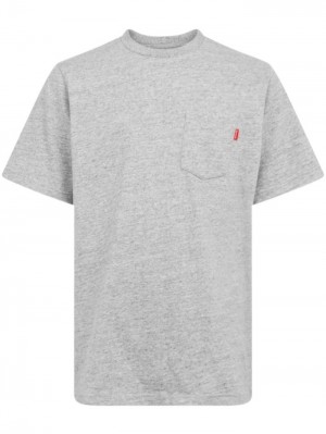 Camisetas Supreme Corta-sleeve Pocket Hombre Gris Colombia | Y8M-36535