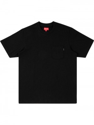 Camisetas Supreme Corta-sleeve Pocket Hombre Negras Colombia | E2S-83927