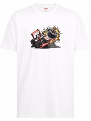 Camisetas Supreme Crash Estampadas-print Hombre Blancas Colombia | H6J-37214