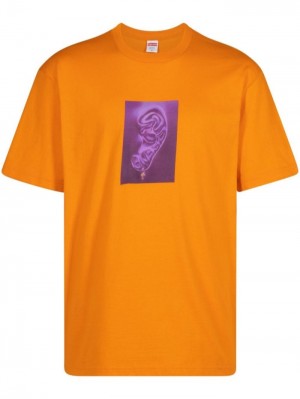 Camisetas Supreme Ear Estampadas-print Hombre Naranjas Moradas Colombia | D4E-38915