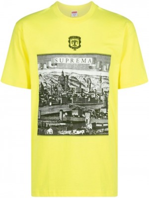 Camisetas Supreme Fiorenza Algodon Hombre Amarillo Claro Colombia | T0B-17814