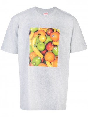 Camisetas Supreme Fruit-print Crew Neck Hombre Gris Colombia | R9I-06964