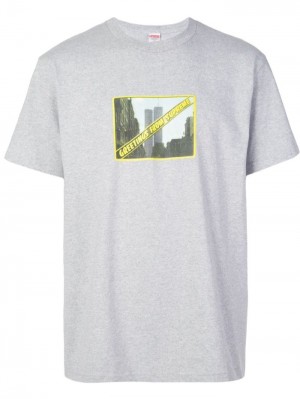 Camisetas Supreme Greetings From Ny Estampadas-print Hombre Gris Colombia | J0M-88997