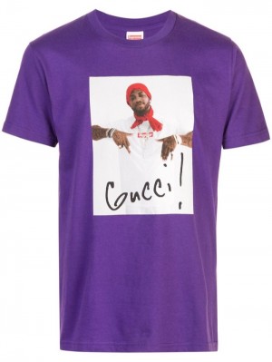 Camisetas Supreme Gucci Mane Estampadas-print Hombre Moradas Colombia | I6S-94219