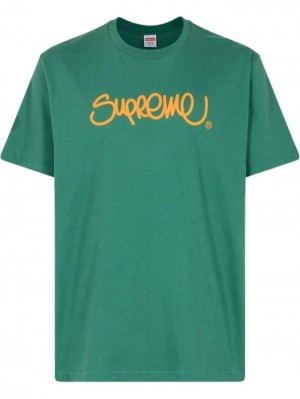 Camisetas Supreme Handstyle Logo Print Hombre Verde Colombia | K1L-42597